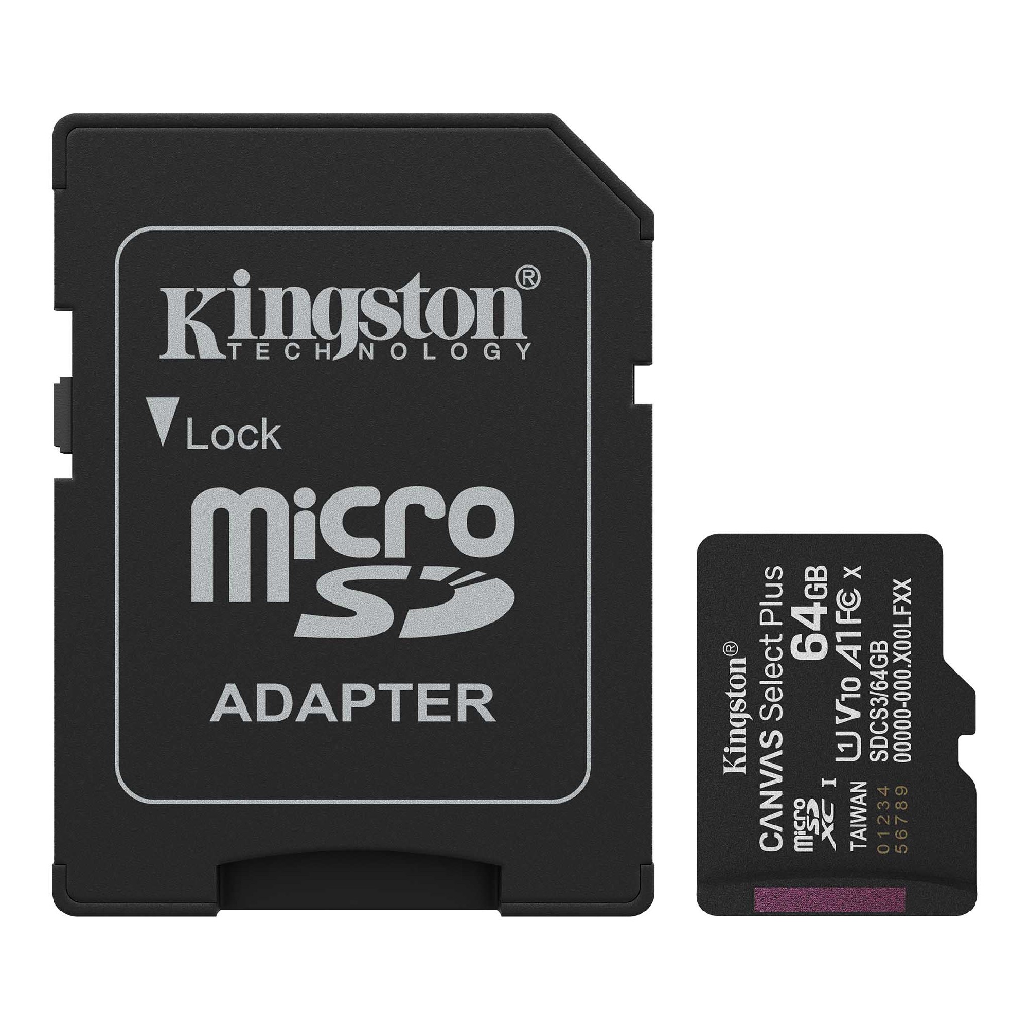 Карта памяти microSD  64GB Kingston Canvas Select Plus, 150MB/s + SD adapter photo 2