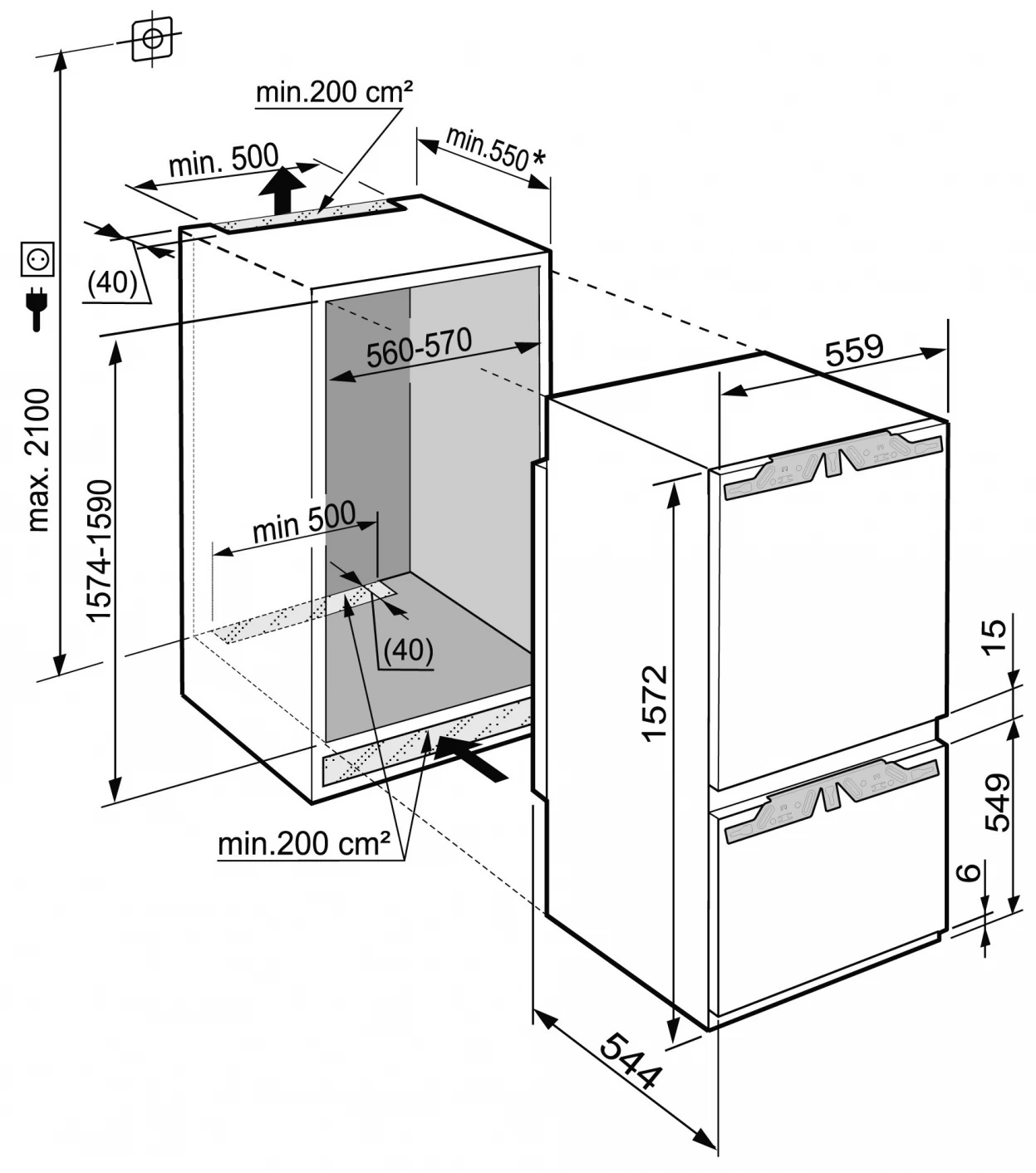 Frigider cu doua usi Liebherr ICP2924 / 241 l / 157.4 cm / A+++ / Alb photo 3