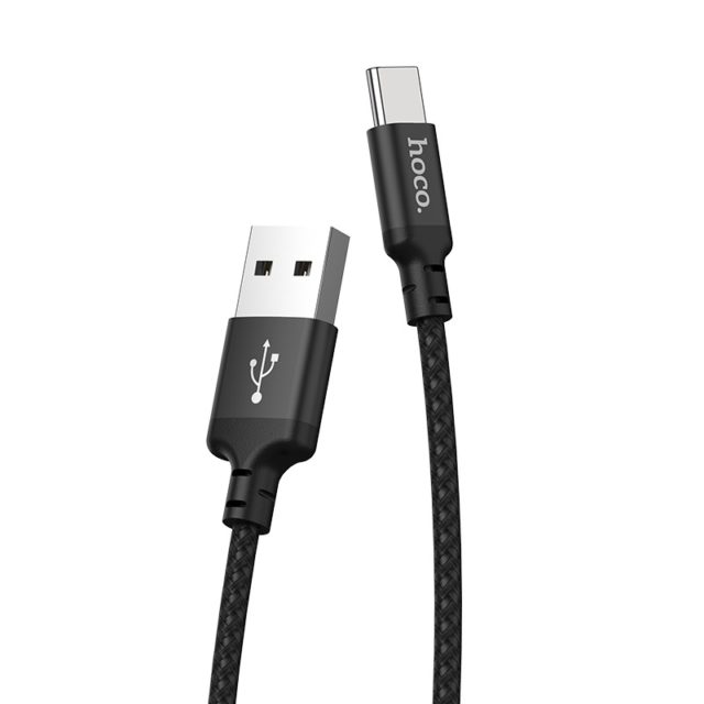 Cable  USB to USB-C HOCO “X14 Times speed”,  2m,  Black, up to 2.0A, Charging Data Cable, Outer material: PVC photo 2