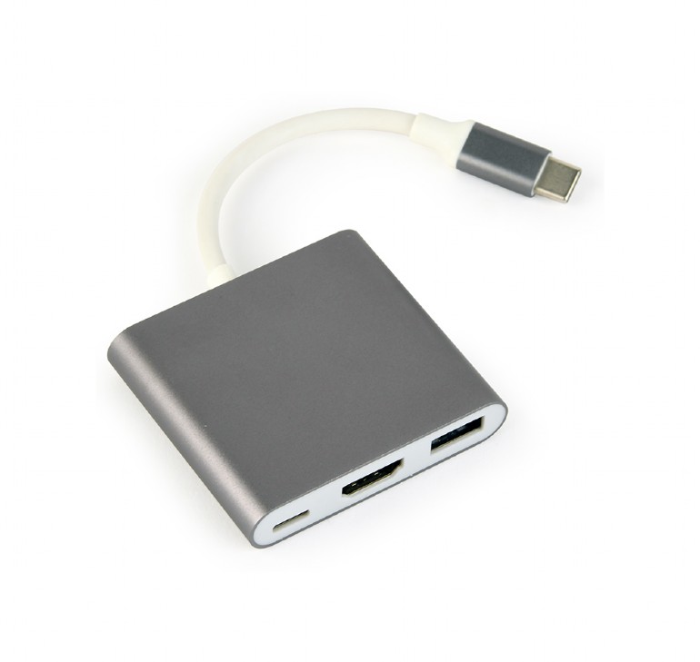Многопортовый Адаптер Gembird A-CM-HDMIF-02-SG/ USB-C/ 1xUSB-A/ 1xUSB-C/ HDMI photo 1