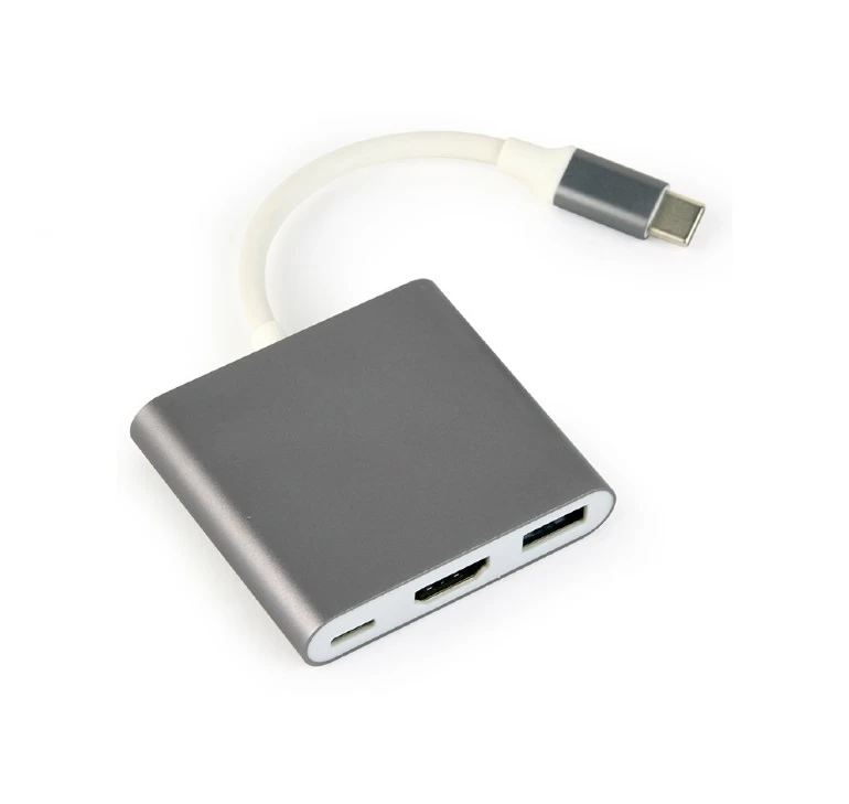 Многопортовый Адаптер Gembird A-CM-HDMIF-02-SG/ USB-C/ 1xUSB-A/ 1xUSB-C/ HDMI photo 1