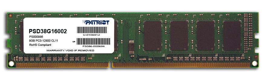 4GB DDR3-1600  PATRIOT Signature Line, PC12800, CL11, 2Rank, Double-sided Module, 1.5V photo 1