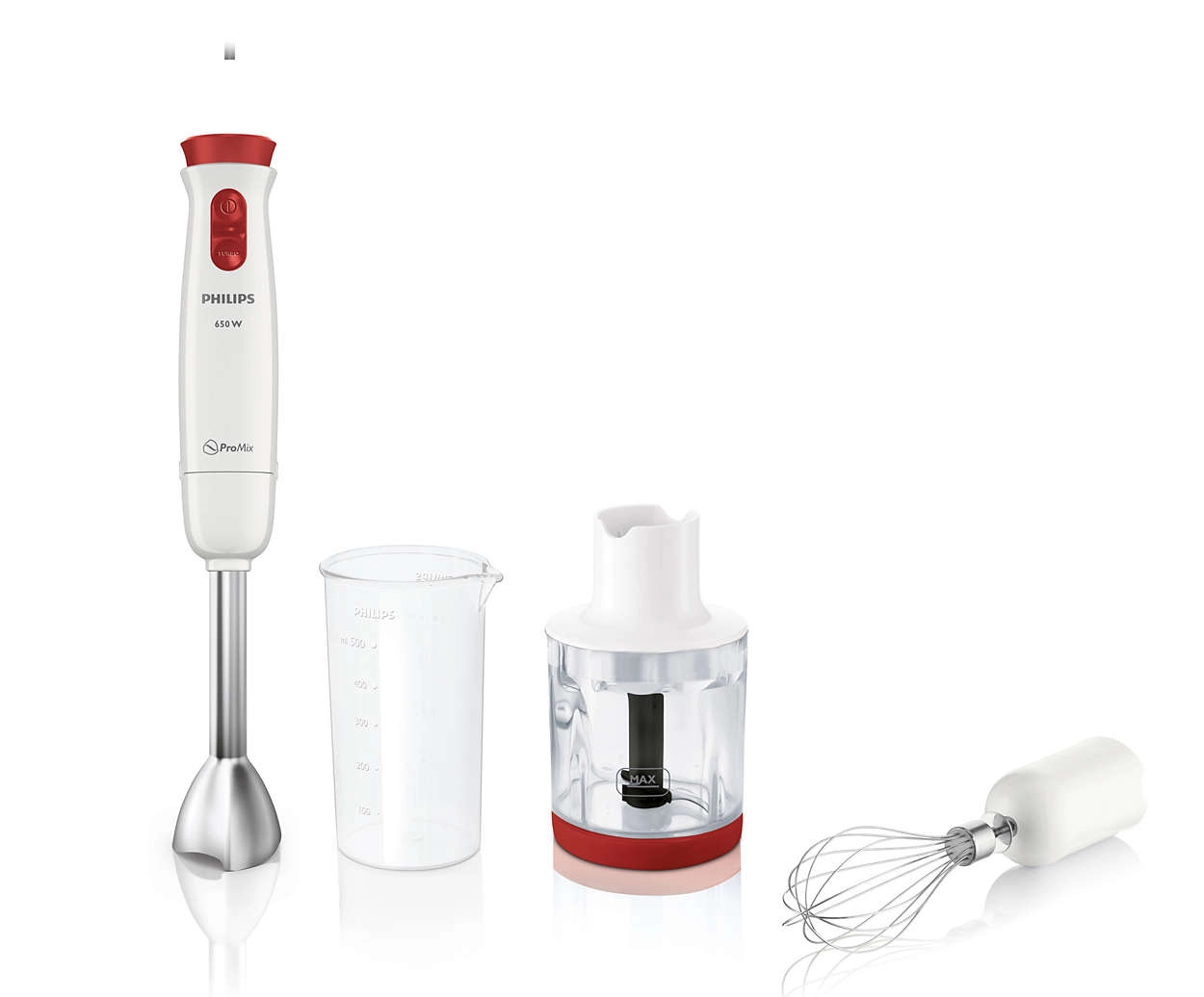 Blender Philips HR1627, 650 W, 2 trepte viteza, Alb cu rosu photo 1