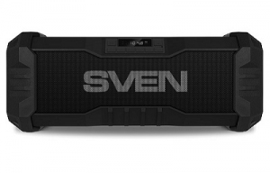 SVEN PS-430 Black, Bluetooth Waterproof Portable Speaker, 15W RMS, Water protection (IPx5), LED display, Support for iPad & smartphone, FM tuner, USB & microSD, built-in lithium battery -2000 mAh, ability to control the tracks, AUX stereo input thumbnav 1
