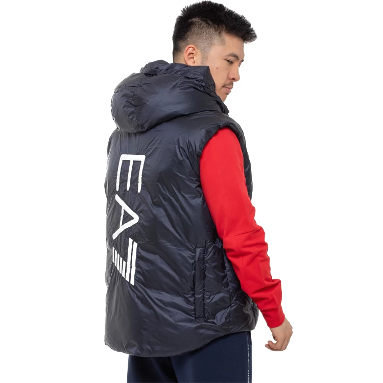 Gilet pt bărbați EA7 EMPORIO ARMANI REVERSIBLE VEST WITH HOOD XS Albastru photo 4