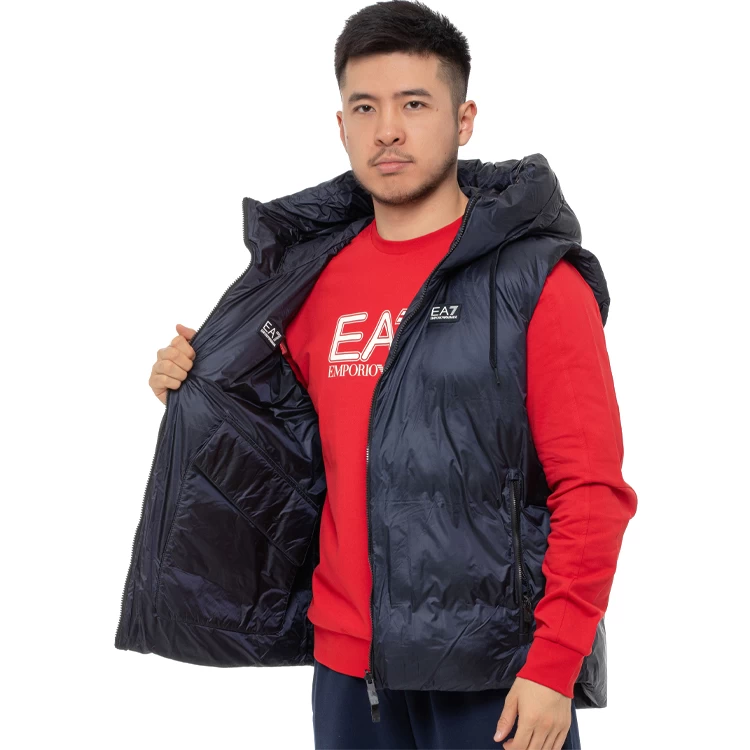 Gilet pt bărbați EA7 EMPORIO ARMANI REVERSIBLE VEST WITH HOOD XS Albastru photo 5