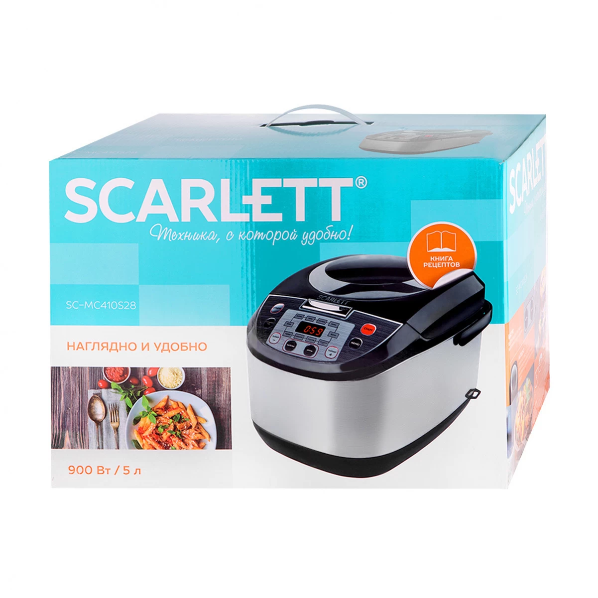 Multifierbator Scarlett SC-MC410S28 / / 900 / 10 programe / Argintiu cu negru photo 2