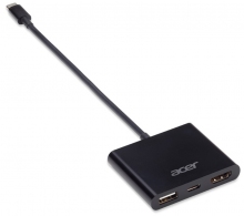 ACER 3 IN 1 USB-C GEN1 TO PD, HDMI, USB(A) DONGLE, BLACK (BULK PACK) thumbnav 1