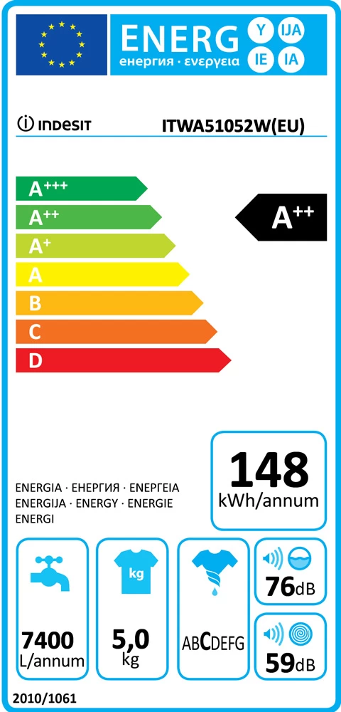 Masina de spalat Indesit ITWA51052W 5 kg / 1000 rot/min / A++ / Alb photo 2