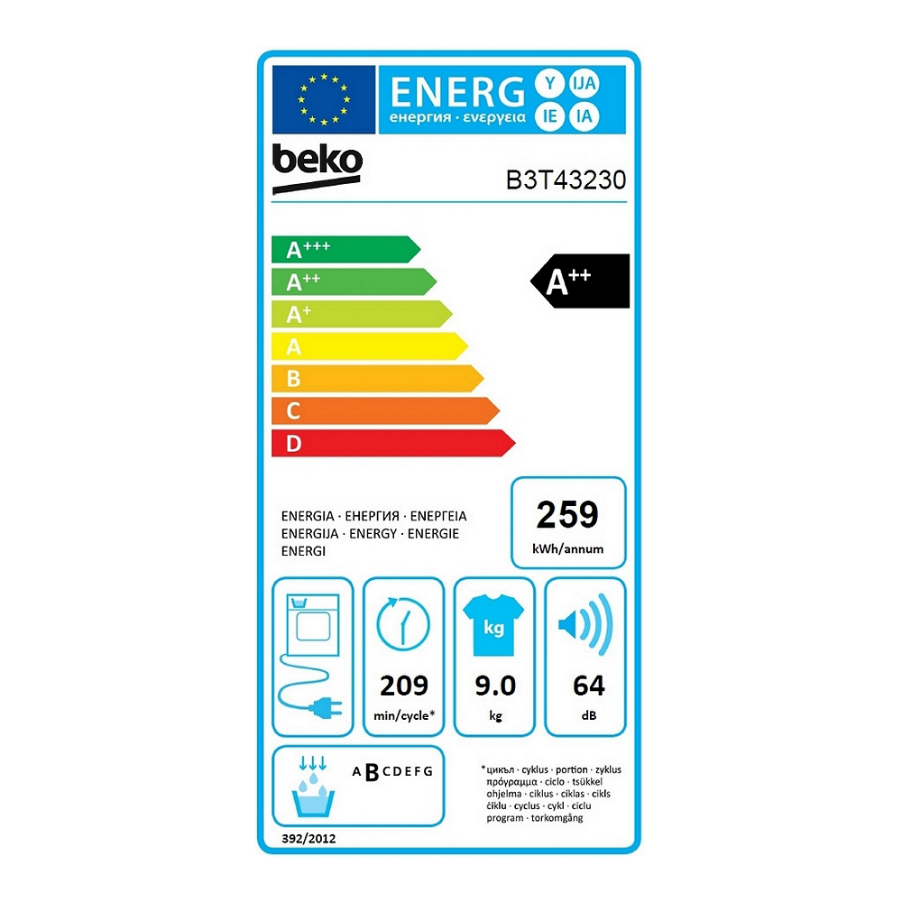 Сушильная машина Beko B3T43230 / 9 кг / A++ / Белый photo 6
