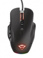 Trust Gaming GXT 970 Morfix Customisable Mouse, 200 - 6400 dpi, Up to 14 programmable buttons, 4 magnetically interchangeable side, 2 left-side plates with 3 or 9-button configurations, Fully adjustable RGB lighting, Braided cable 1,8 m USB, Black 