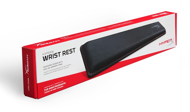 HYPERX Wrist Rest, Black, Cool gel memory foam, Stable, Anti-slip grip, Ergonomic design fits full-sized keyboards, Durable construction with anti-fray stitching, 457mm x 88mm x 22mm photo 1
