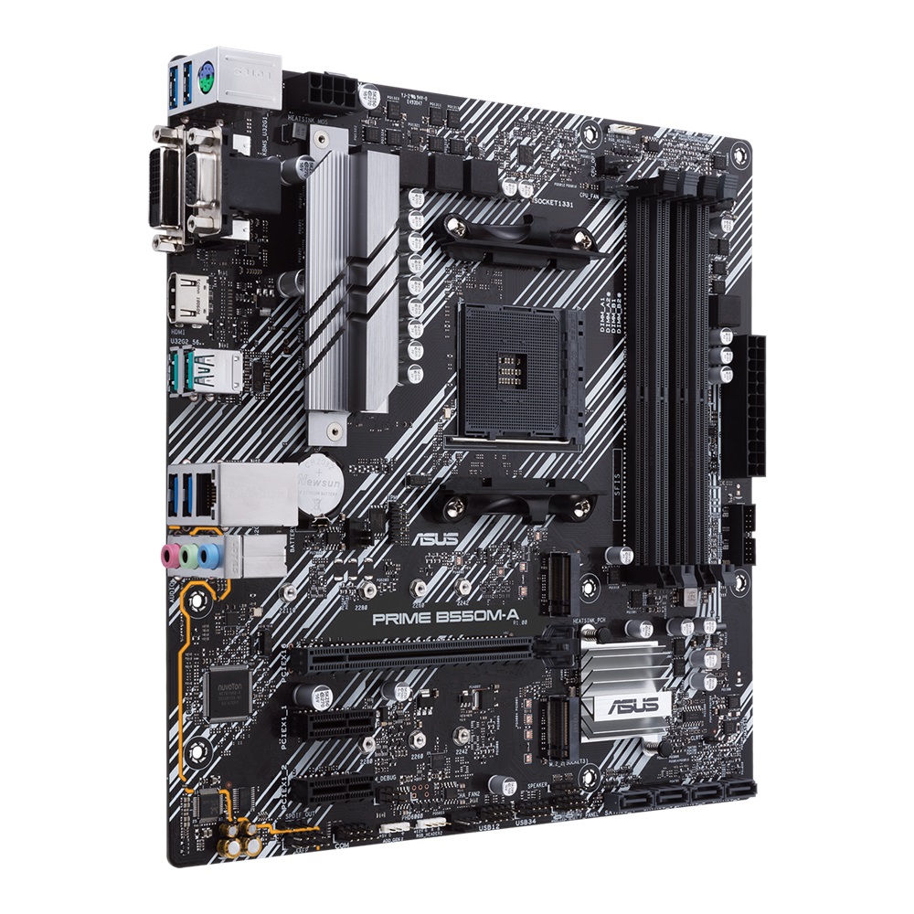 ASUS PRIME B550M-A, Socket AM4, AMD B550, Dual 4xDDR4-4600, APU AMD graphics, VGA, DVI, HDMI, 1xPCIeX16 4.0, 4xSATA3, RAID, 2xM.2 4.0 slot, 2xPCIeX1, ALC887 HDA, 1xGbE LAN, 2xUSB3.2 Gen 2, 6xUSB3.2, Aura Sync RGB, 5X III, mATX photo 2