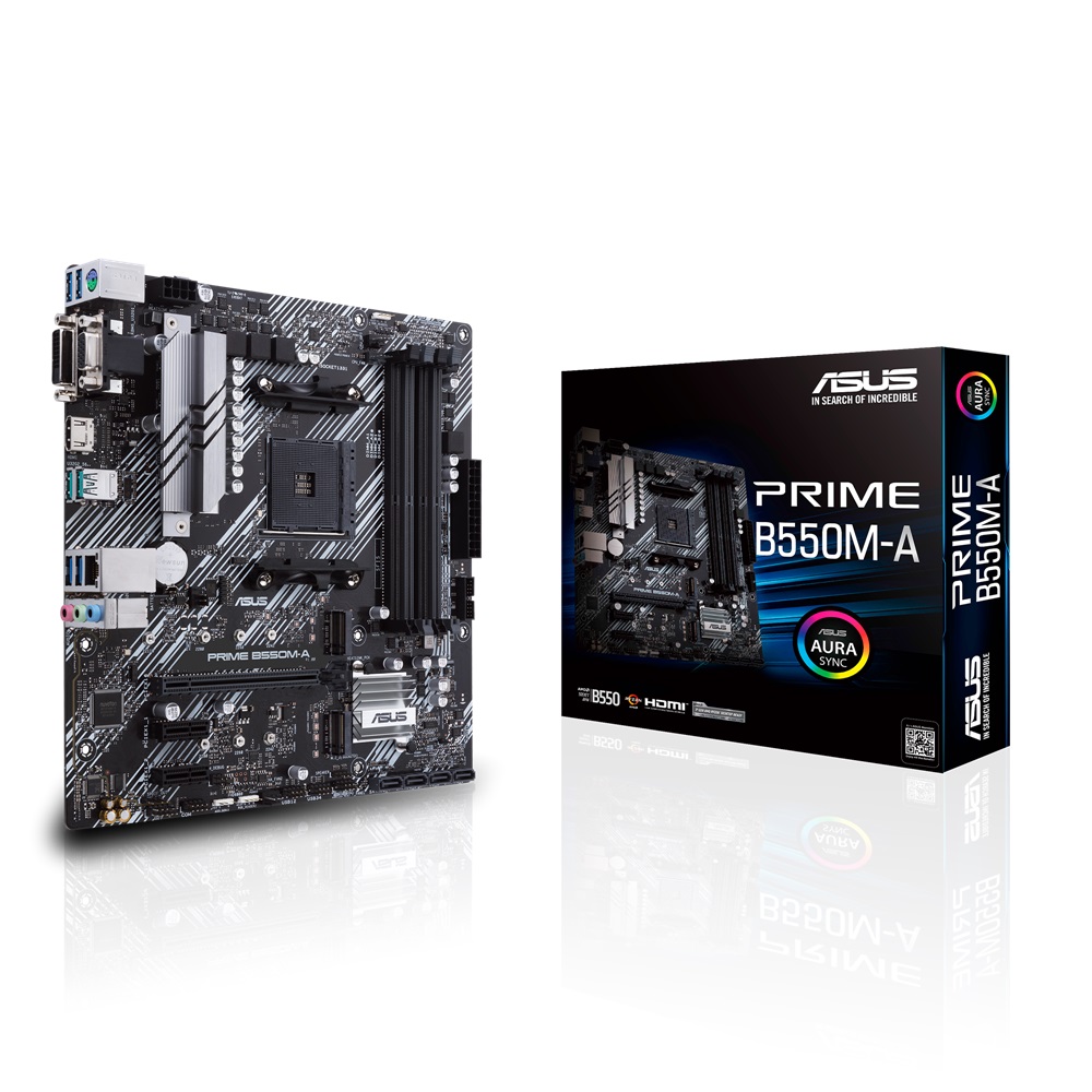 ASUS PRIME B550M-A, Socket AM4, AMD B550, Dual 4xDDR4-4600, APU AMD graphics, VGA, DVI, HDMI, 1xPCIeX16 4.0, 4xSATA3, RAID, 2xM.2 4.0 slot, 2xPCIeX1, ALC887 HDA, 1xGbE LAN, 2xUSB3.2 Gen 2, 6xUSB3.2, Aura Sync RGB, 5X III, mATX photo 4