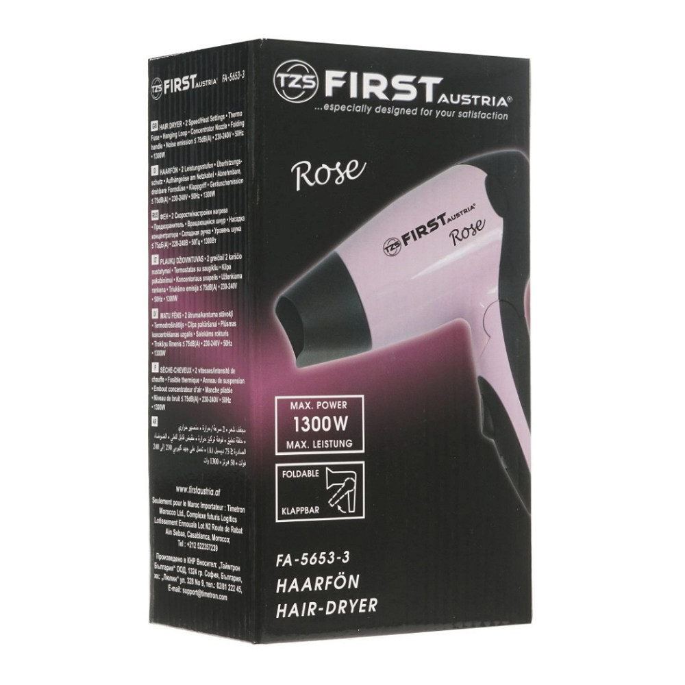 Uscator de par First FA56533 1300W Negru cu roz photo 6