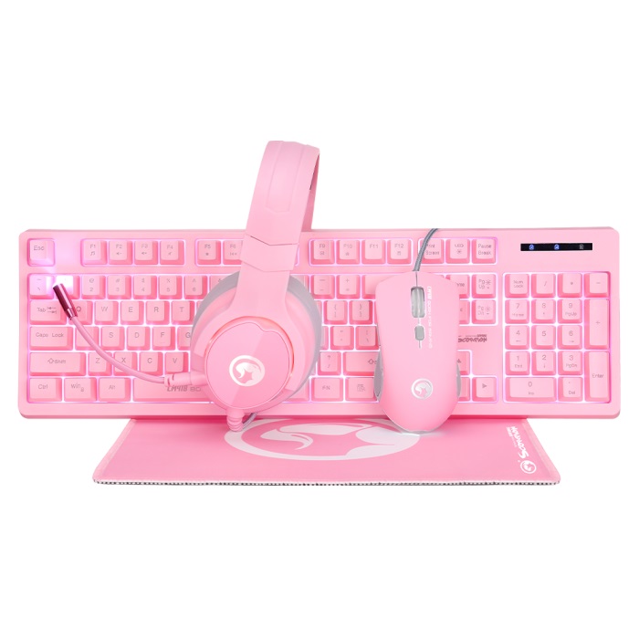 MARVO "CM418", Gaming Combo Keyboard+Mouse+Mouse Pad+Headset, Pink photo 1
