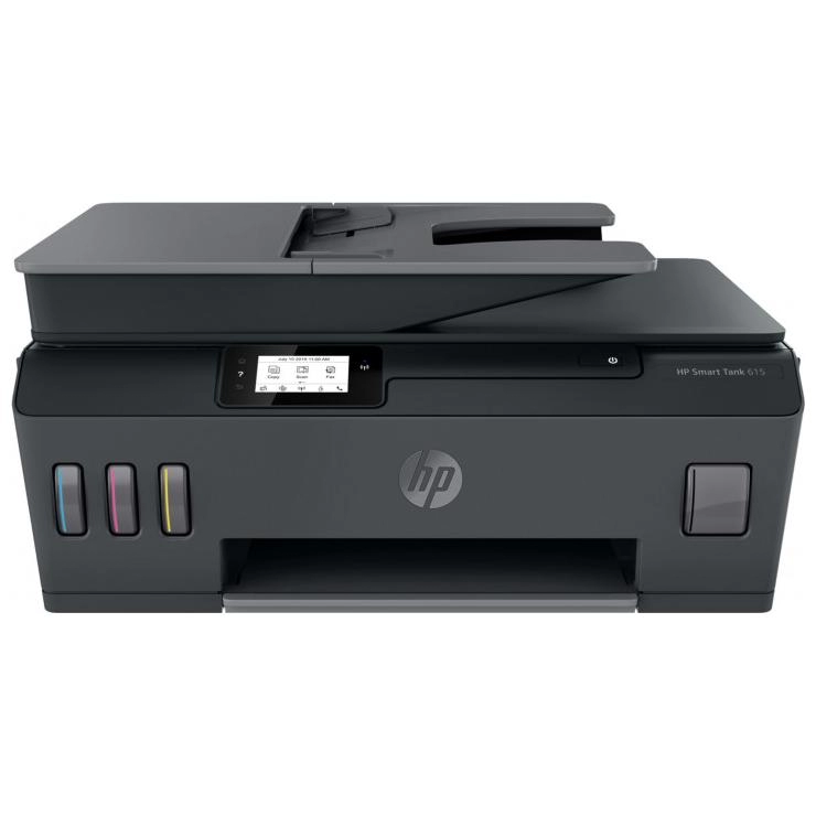 MFD CISS HP Smart Tank 615 Wireless, Black/Gray, A4, ADF 35p, FAX, up to 11ppm/5ppm black/color, up to 4800x1200 dpi, Up to 800 p/m, 800Mhz, 256 Mb, 7 segment LCD, Hi-Speed USB 2.0, Wi-Fi, Bluetooth LE, (3*GT53XL Black 135ml, 1*GT52 C/M/Y) photo 1