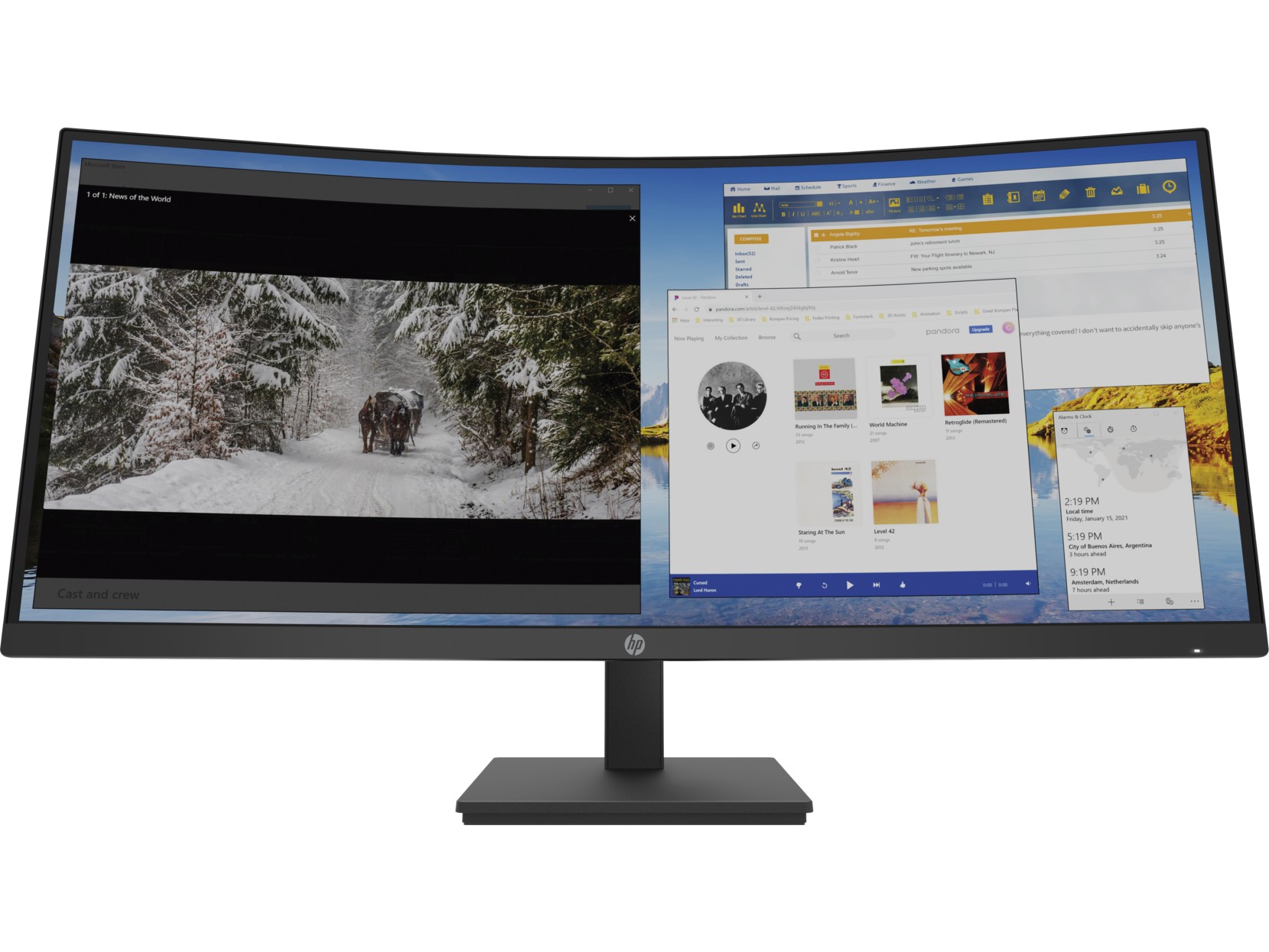 34.0" HP VA LED M34d Curved Black (4ms, 21:9, 3500:1, 250cd, 3440 x 1440, 178°/178°, HDMI2.0, DisplayPort, USB-C (Video, Data, Power), Refresh Rate 100Hz, Curvature 1500R, USB Hub: 2 x USB3.0, Speakers 2 x 3W, Audio Line out, Height Adjustment, VESA) photo 1