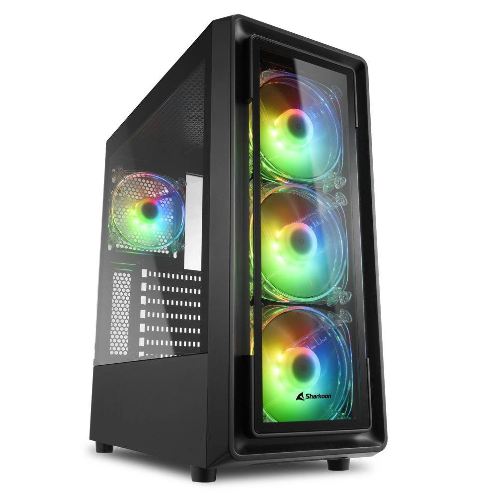 Корпус Sharkoon TK4 RGB / w/oPSU / Side panel / 4x120mm A-RGB LED / ATX / Black photo 1