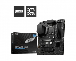 MSI PRO Z790-S WIFI, Socket 1700, 14Phases, Intel® Z790 (14/13/12th Gen CPU), CPU graphics, HDMI, DP, Dual 4xDDR5-6600, 2xPCIe X16 5.0, 4xSATA3, RAID, 2xM.2 4.0, 3xPCIe X1, ALC897 HDA 7.1/SPDIF, 2.5GbE LAN, WiFi6E/BT, 1xUSB-C 3.2Gen2x2, 8xUSB3.2, RGB Led, thumbnav 1