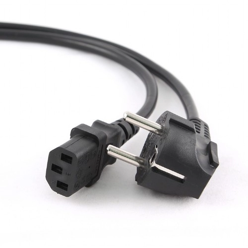 Power cord PC-186-VDE-5M, 5m, Schuko input and right angled C13 output, with VDE approval, Black photo 1