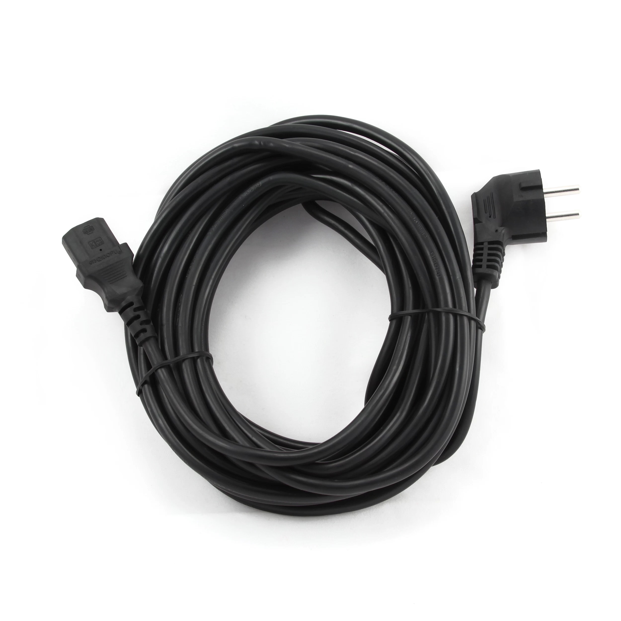 Power cord PC-186-VDE-5M, 5m, Schuko input and right angled C13 output, with VDE approval, Black photo 2