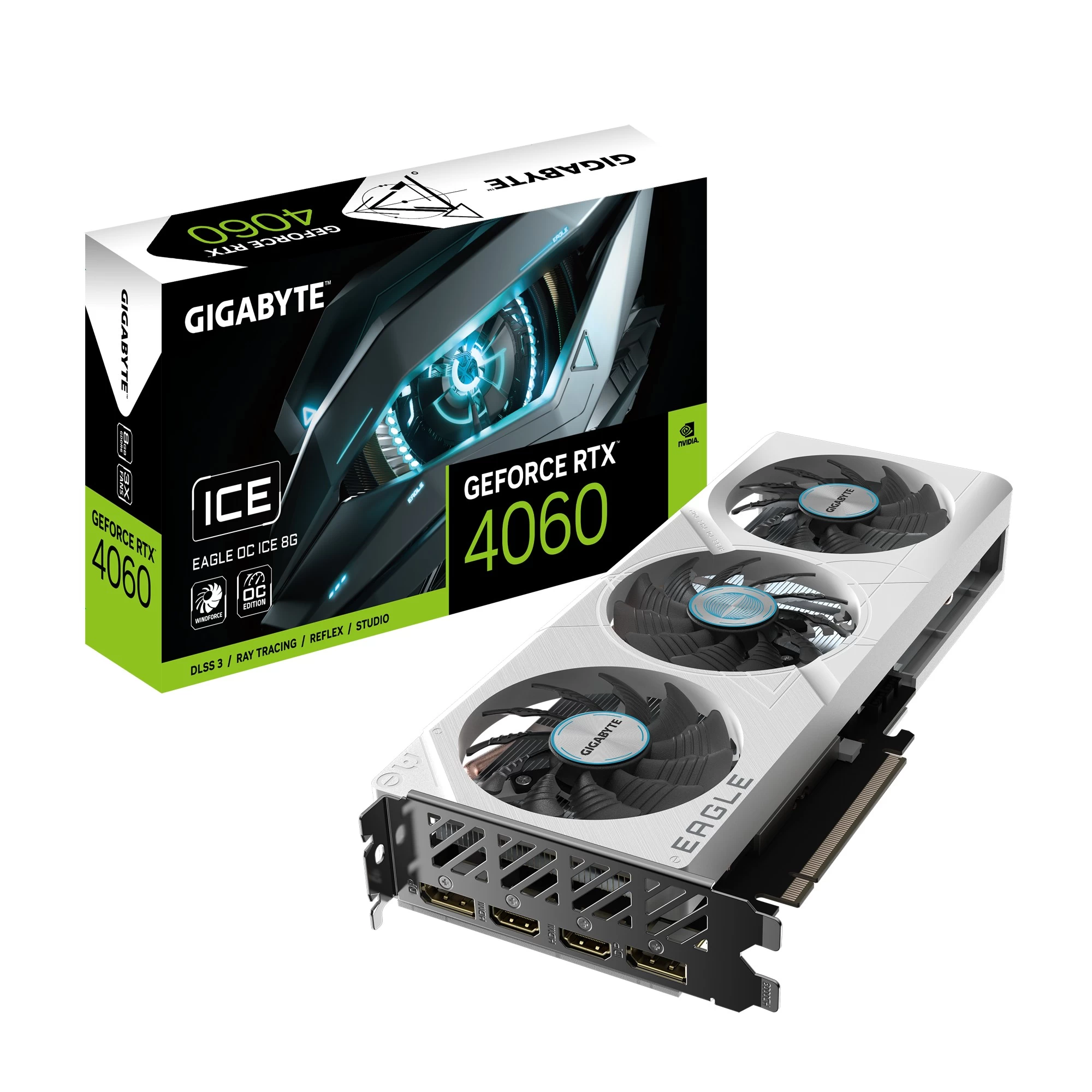 Placa video Gigabyte GeForce RTX 4060 EAGLE OC ICE 8G / 8GB / GDDR6 / 128bit photo 1