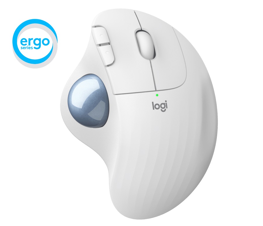 Logitech Wireless Mouse ERGO M575 Trackball, 5 buttons, Bluetooth + 2.4GHz, Optical, 200-2000 dpi, Unifying receiver, White photo 1