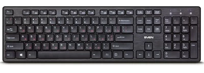 SVEN KB-E5800W, Wireless Keyboard, 104 keys,12 Fn-keys slim compact design, low-profile keys with smooth stroke, Nano receiver, USB, Рус/Укр/Eng, Black photo 1