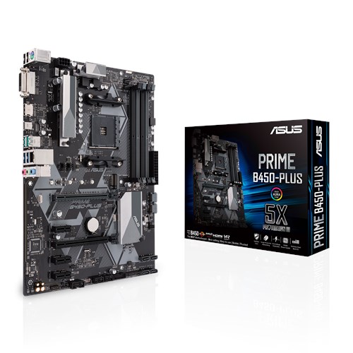 ASUS PRIME B450-PLUS, Socket AM4, AMD B450, Dual 4xDDR4-4400, APU AMD graphics, DVI, HDMI, 2xPCIe X16, 6xSATA3, RAID, 1xM.2, 3xPCIe x1, ALC887 HDA, GbE LAN, 2xUSB3.2 Gen 2,  1xUSB-C 3.2, 4xUSB3.2, Aura Sync RGB, 5X Protection III, ATX photo 4