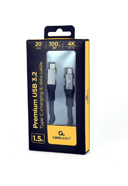 Premium USB 3.2 Gen. 2x2 Type-C charging & data cable, 20 Gbps, 100 W, 1.5 m photo 1