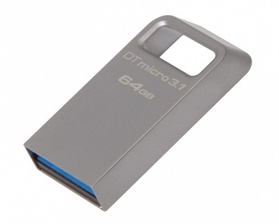64GB USB3.1 Kingston DataTraveler Micro 3.1 Metal casing, Compact and lightweight, World’s smallest USB Flash drive (Read 100 MByte/s, Write 15 MByte/s) photo 1