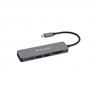Многопортовый USB-C адаптер Verbatim Essentials/ HDMI, USB-C PD, USB-A 3.2 Gen 1, USB-A, SD & microSD thumbnav 1