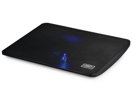 DEEPCOOL "WIND PAL MINI", Notebook Cooling Pad up to 15.6", 1 fan - 140mm Blue LED, 1000rpm, <21.6 dBA, 46.1CFM, Slim design, Metal Mesh Panel, Black photo 1