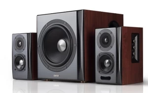 Edifier S350DB Brown, 2.1/ RMS 150W (70W+ 2x40W), Audio In: Bluetooth 5.0 aptX Wireless Sound, RCA x2, PC, AUX, optical, coaxial, remote control, all wooden, (sub.8” + satl.(3,5”+1”) 