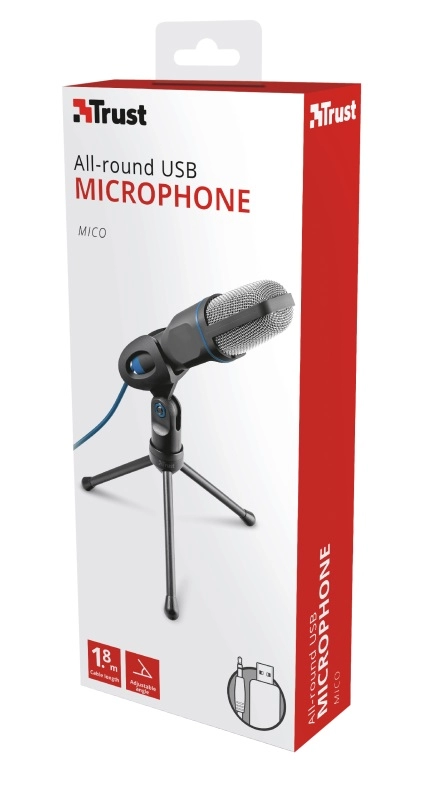 Trust Mico USB Microphone for PC and laptop,USB microphone on tripod stand that works with 3.5 mm and USB connections, 1,8m photo 8