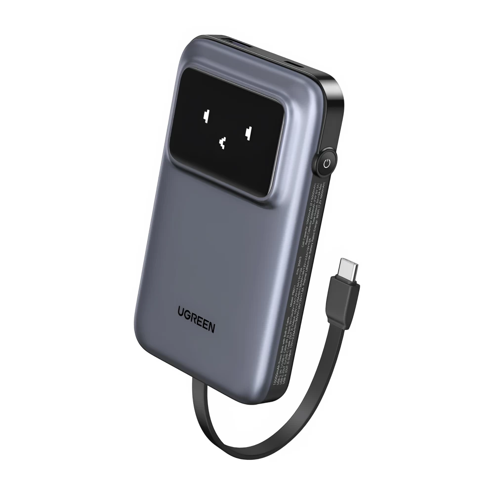 UGREEN Power Bank Uno Series with Cables Type-C, 10000mAh, 30W, Space Gray photo 1
