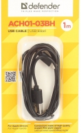 Кабель USB-A - Lightning Defender ACH01-03BH USB-Lighthing 1m black thumbnav 1