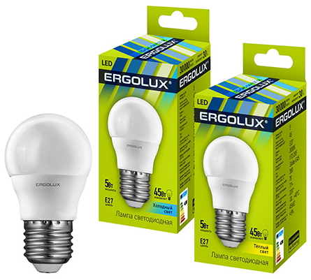 Bec LED Ergolux LED G45 5W E27 3000K photo 1