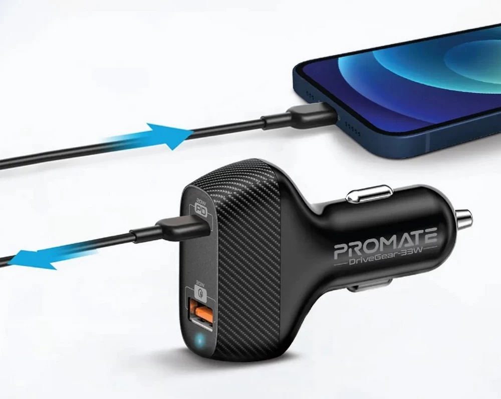Incarcator auto p/u telefon mobil Promate DriveGear 33W Black photo 3