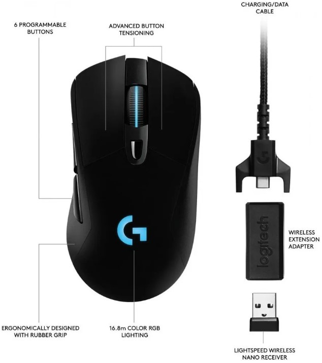 Беспроводная мышь Logitech G703 Lightspeed Black Черный / Оптическая / Черный photo 5
