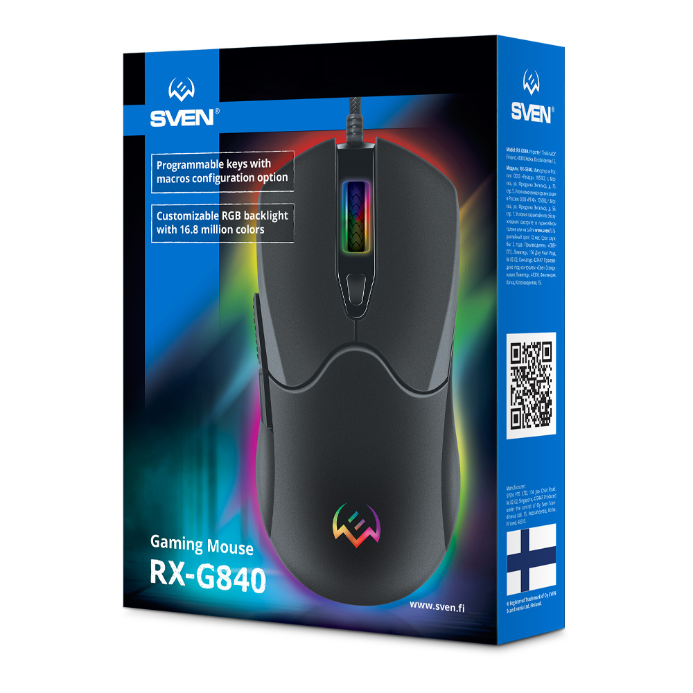 Проводная мышь Sven RX-G840 Black Black / Оптическая / Black photo 10