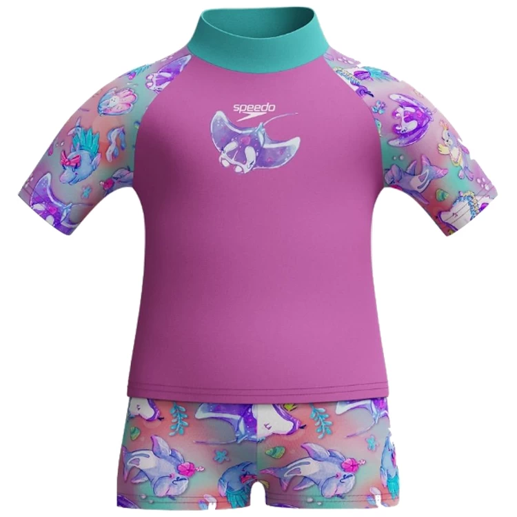 Costum de baie Speedo DIGI PT SS RASH TOP SET 2YRS Roz Femei photo 4