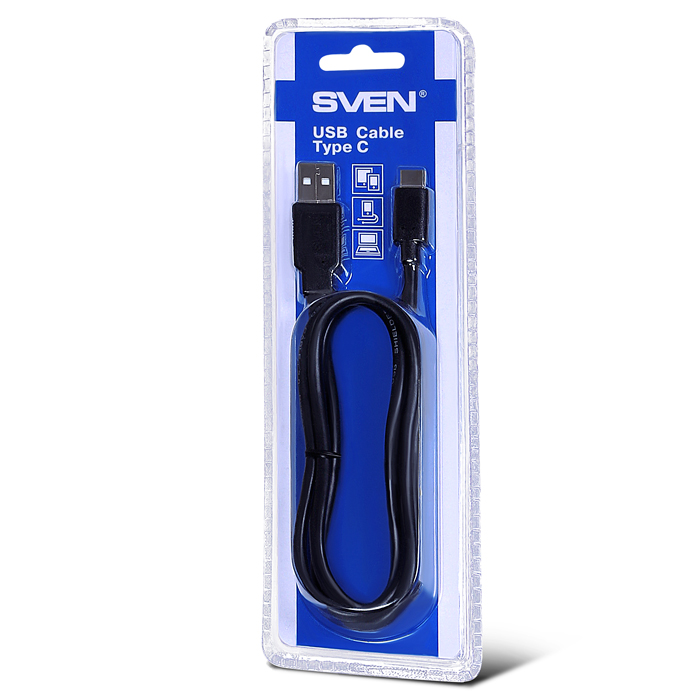 Cable USB2.0/Type-C - 1m - SVEN USB 2.0 A-typeC, 1m, A-plug to typeC B-plug, Black photo 4
