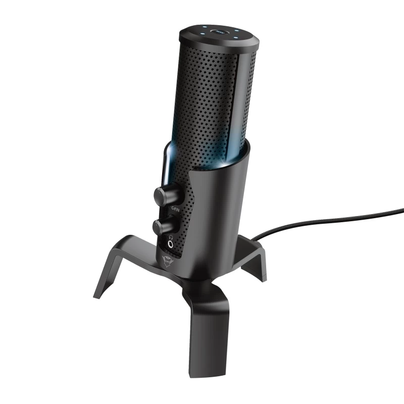 Trust Gaming GXT 258 Fyru USB 4-in-1 Streaming Microphone, Digital USB connection, 4 recording patterns: cardioid, bidirectional, stereo and omnidirectional for optimised audio recordings in any situation, Adjustable LED lighting in 5 colours, 1.8m photo 1
