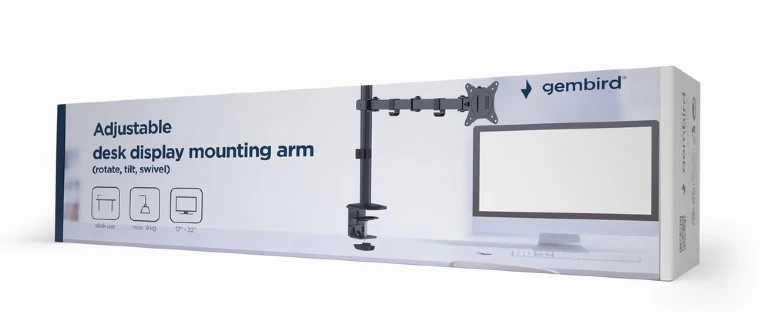 Arm for 1 monitor 17”-32”  Gembird MA-D1-01, Adjustable desk display mounting arm (rotate, tilt, swivel),  VESA 75/100, up to 9 kg, black photo 3