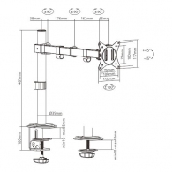 Arm for 1 monitor 17”-32”  Gembird MA-D1-01, Adjustable desk display mounting arm (rotate, tilt, swivel),  VESA 75/100, up to 9 kg, black thumbnav 2