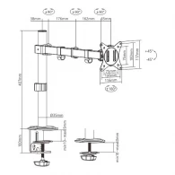 Arm for 1 monitor 17”-32”  Gembird MA-D1-01, Adjustable desk display mounting arm (rotate, tilt, swivel),  VESA 75/100, up to 9 kg, black thumbnav 2