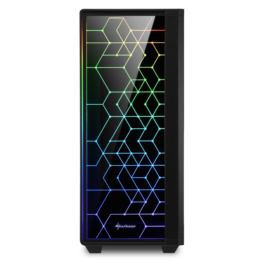 Корпус Sharkoon  RGB LIT 100 / no PSU / Side panel / 1x120mm, Rear 1x120mm A-RGB LED, 2xARGB LED Strip / ATX / Black photo 2