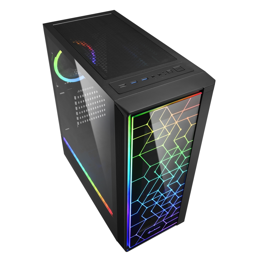 Корпус Sharkoon  RGB LIT 100 / no PSU / Side panel / 1x120mm, Rear 1x120mm A-RGB LED, 2xARGB LED Strip / ATX / Black photo 3